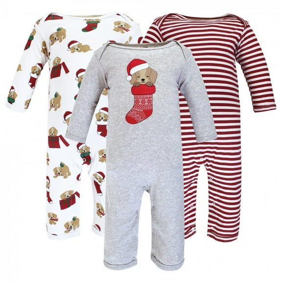 Hudson Baby Unisex Baby Cotton Coveralls, Christmas Dog, 6-9 Months