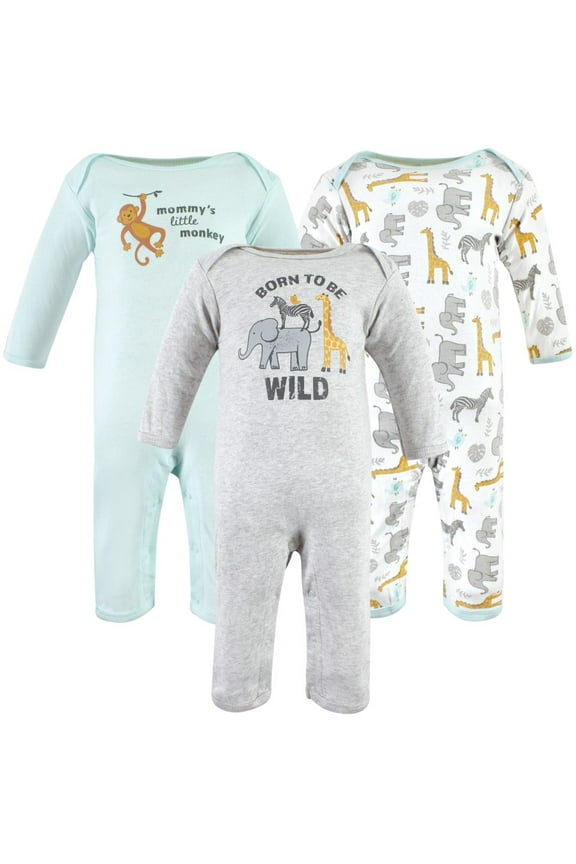 Unisex Baby Cotton Coveralls, Little Monkey, 3-6 Months