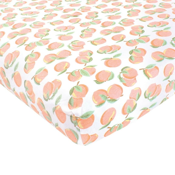 Hudson Baby Unisex Baby Cotton Fitted Crib Sheet, Peach, One Size