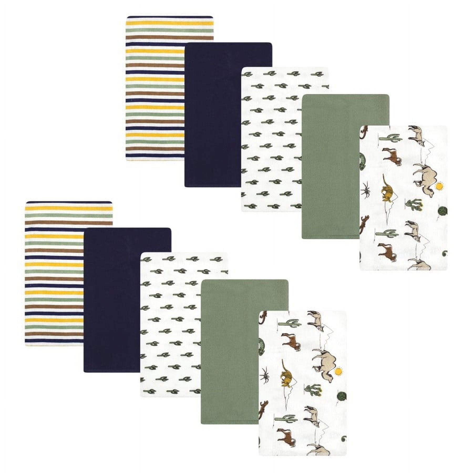Hudson Baby Unisex Baby Cotton Flannel Burp Cloths, Desert Animals, One