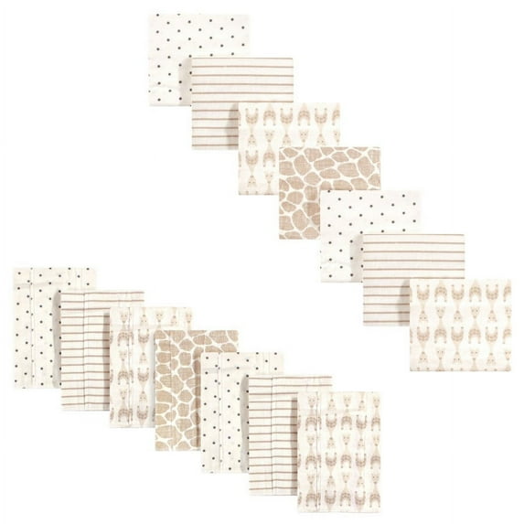 Hudson Baby Unisex Baby Cotton Flannel Burp Cloths and Receiving Blankets, 14-Piece, Neutral Giraffe, One Size
