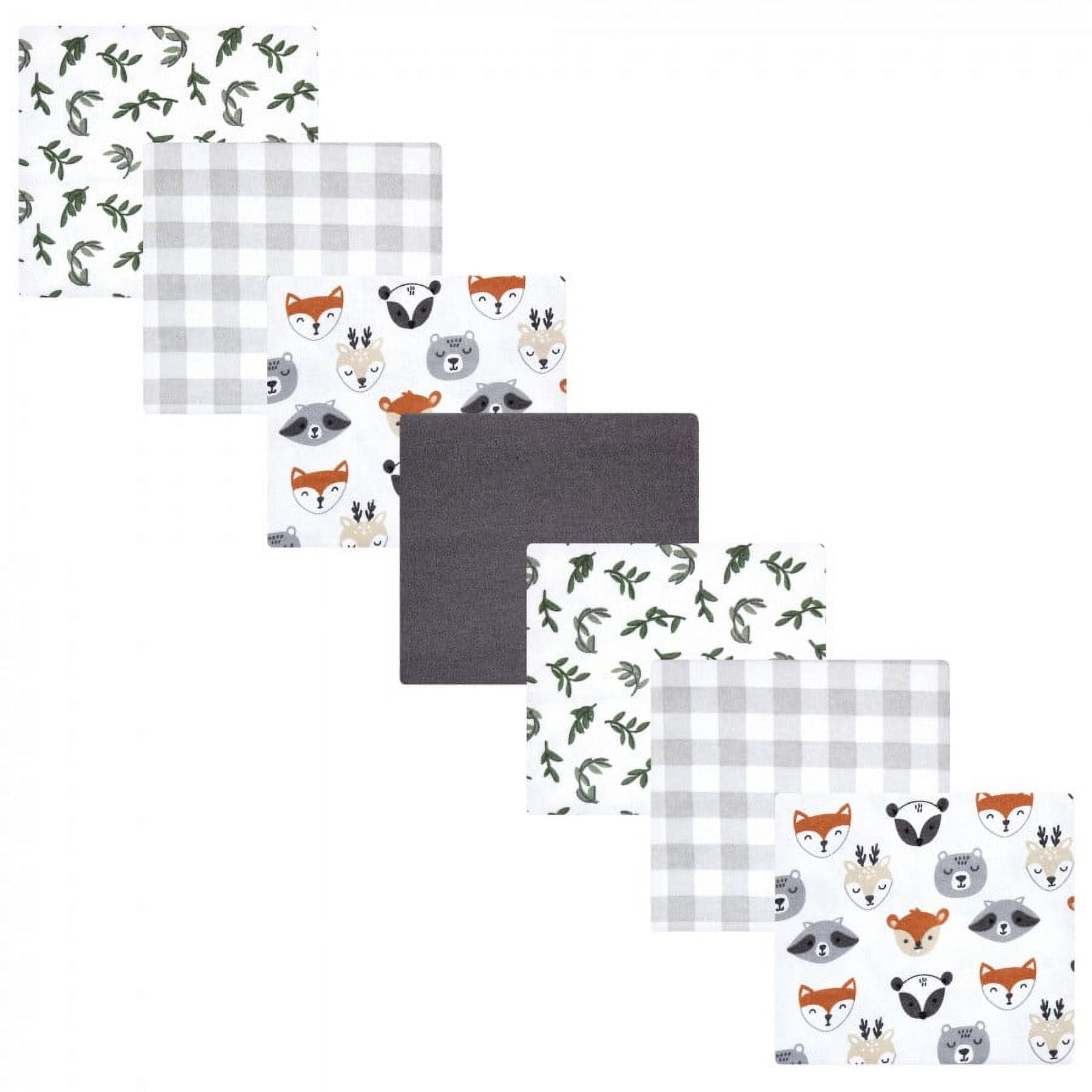 Hudson Baby Unisex Baby Cotton Poly Flannel Receiving Blankets Bundle, Woodland Faces, One Size