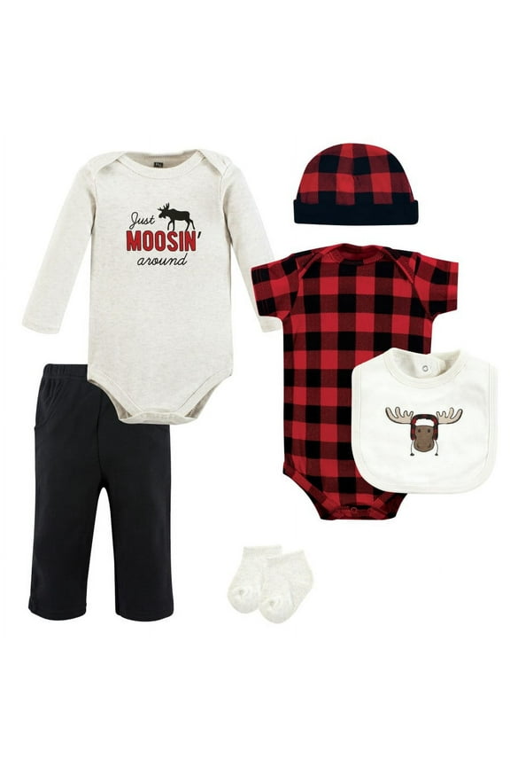Unisex Baby Cotton Layette Set, Winter Moose, 3-6 Months