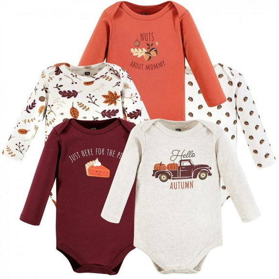 Hudson Baby Unisex Baby Cotton Long-Sleeve Bodysuits, Hello Autumn, 0-3 Months