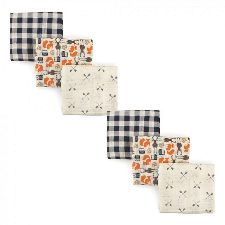 Hudson Baby Unisex Baby Cotton Muslin Swaddle Blankets Forest 6 Piece