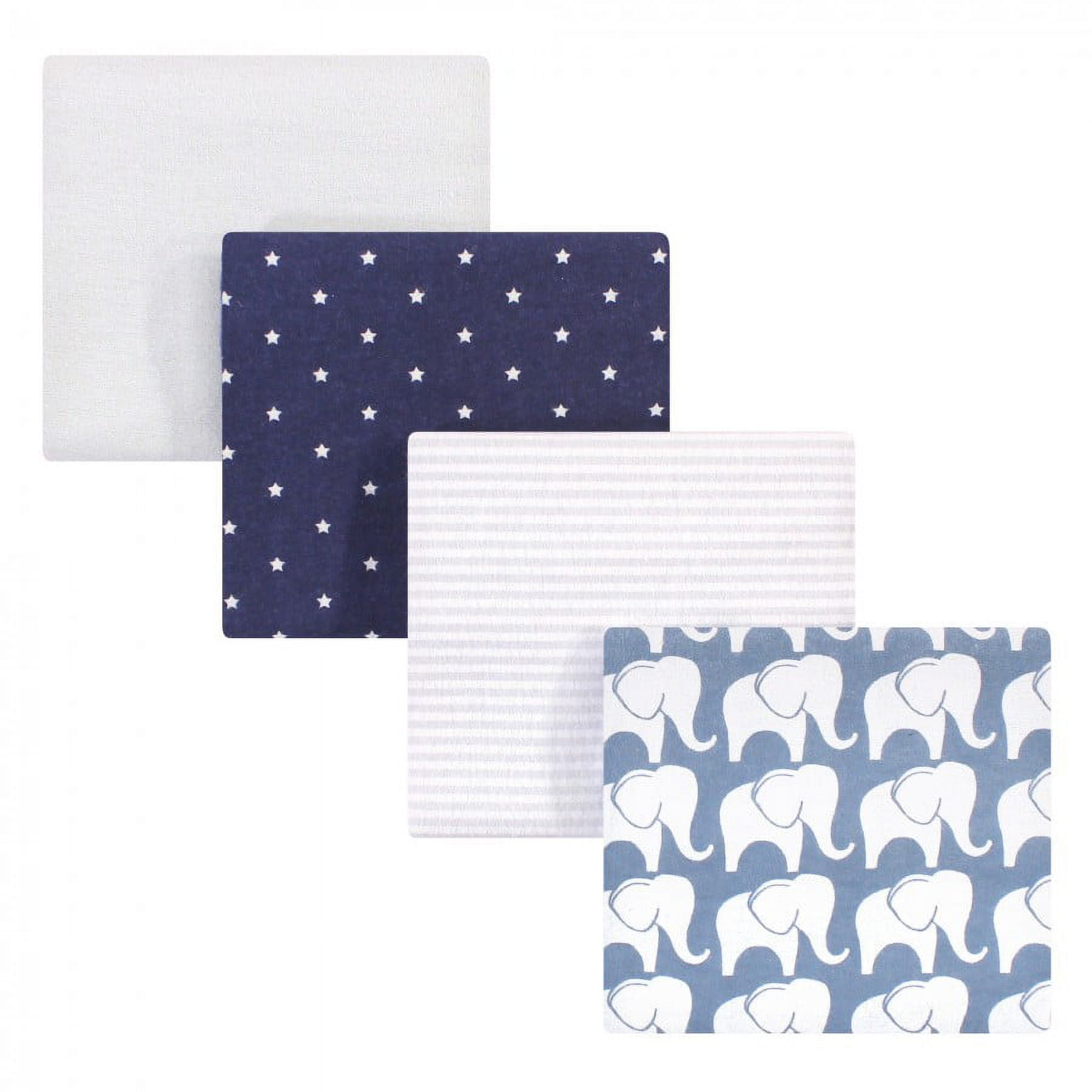 Hudson Baby Unisex Baby Cotton Poly Flannel Receiving Blankets, Boy Elephant, One Size
