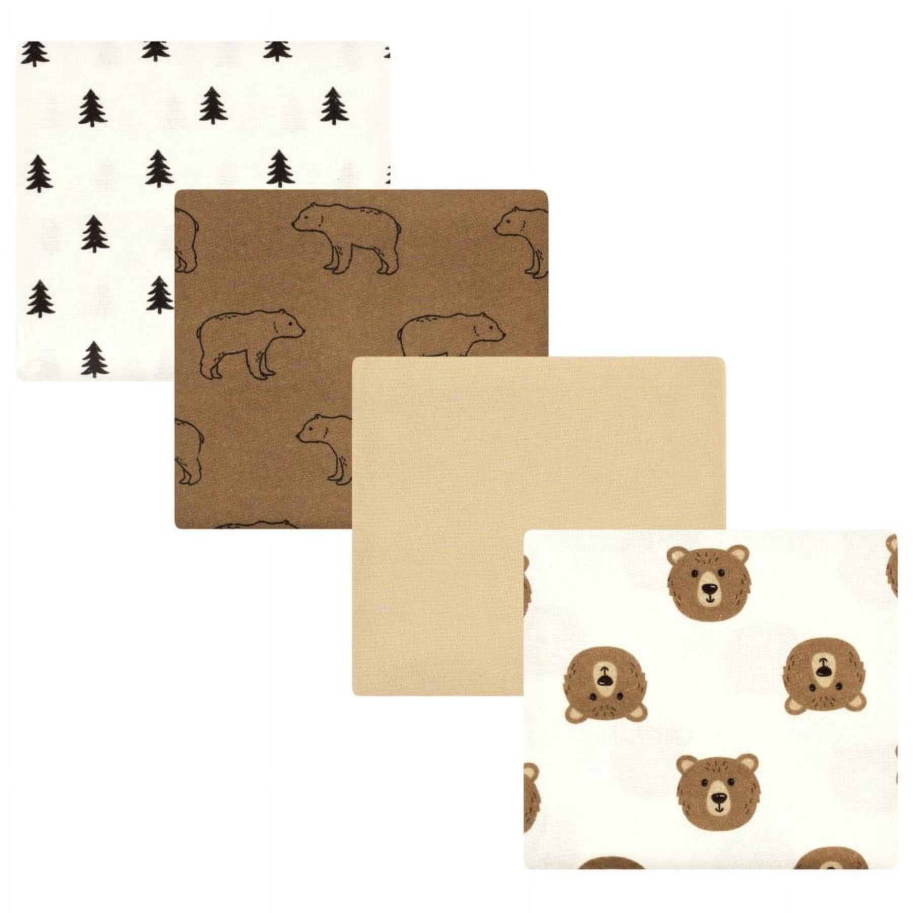 Hudson Baby Unisex Baby Cotton Poly Flannel Receiving Blankets, Brown Bear, One Size