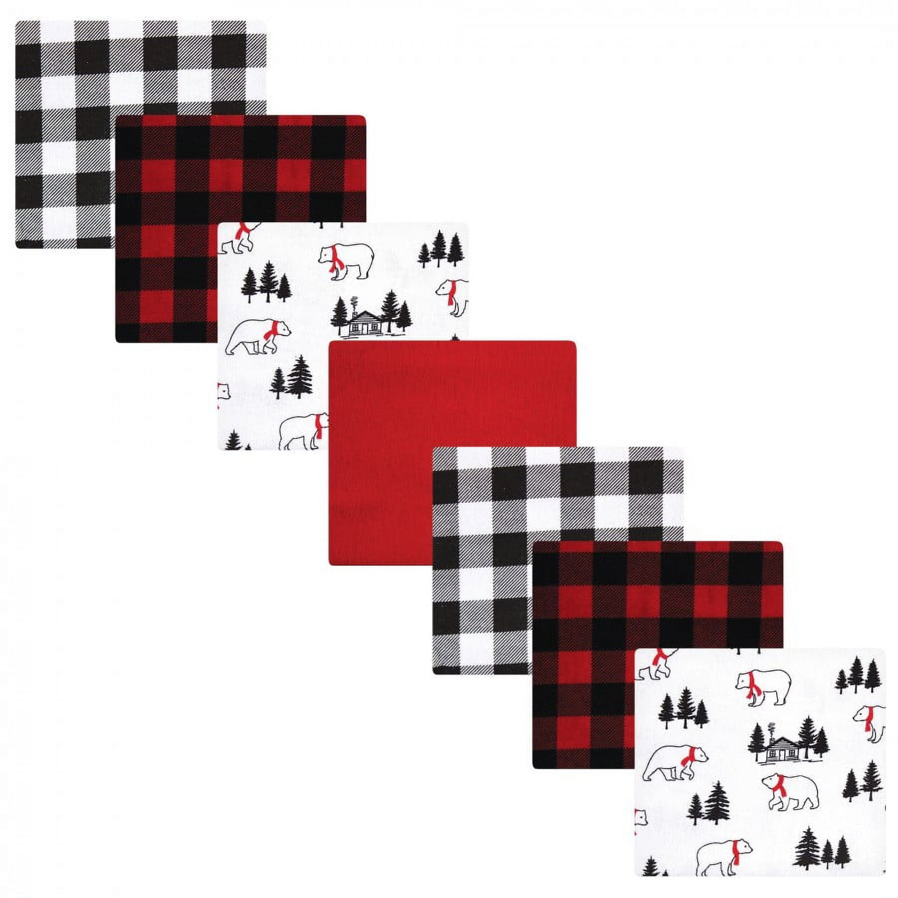 Hudson Baby Unisex Baby Cotton Poly Flannel Receiving Blankets Bundle, Buffalo Plaid Bear, One Size