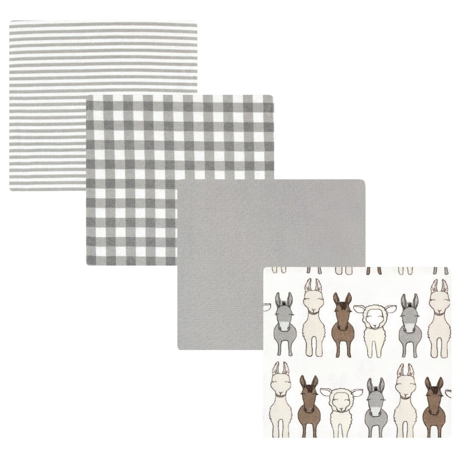 Hudson Baby Unisex Baby Cotton Poly Flannel Receiving Blankets, Farm Friends Cream, One Size