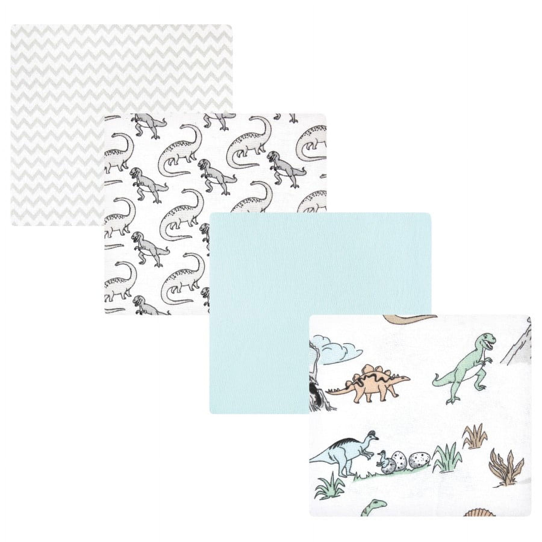 Hudson Baby Unisex Baby Cotton Poly Flannel Receiving Blankets, Neutral Dino World, One Size