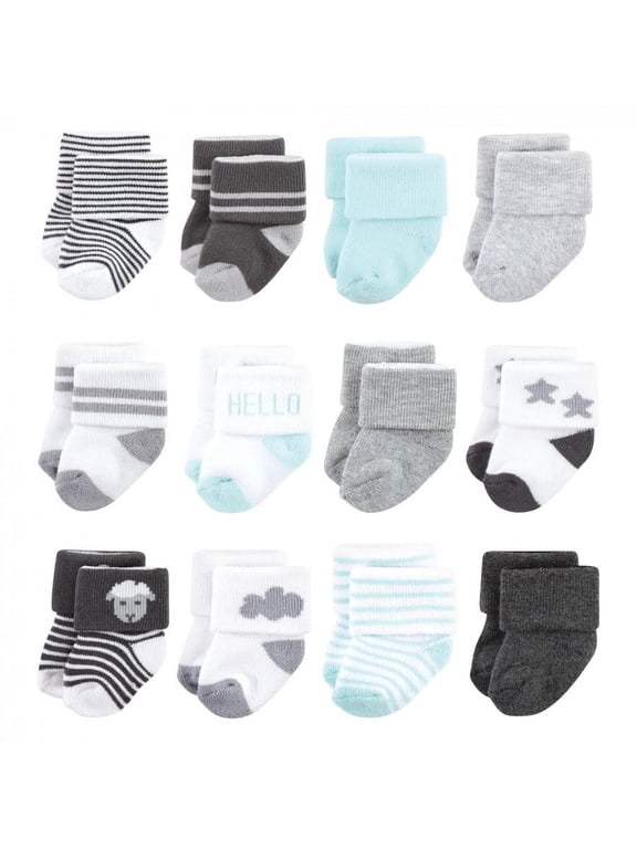 Unisex Baby Cotton Rich Newborn and Terry Socks, Sheep 12-Pack, 0-6 Months