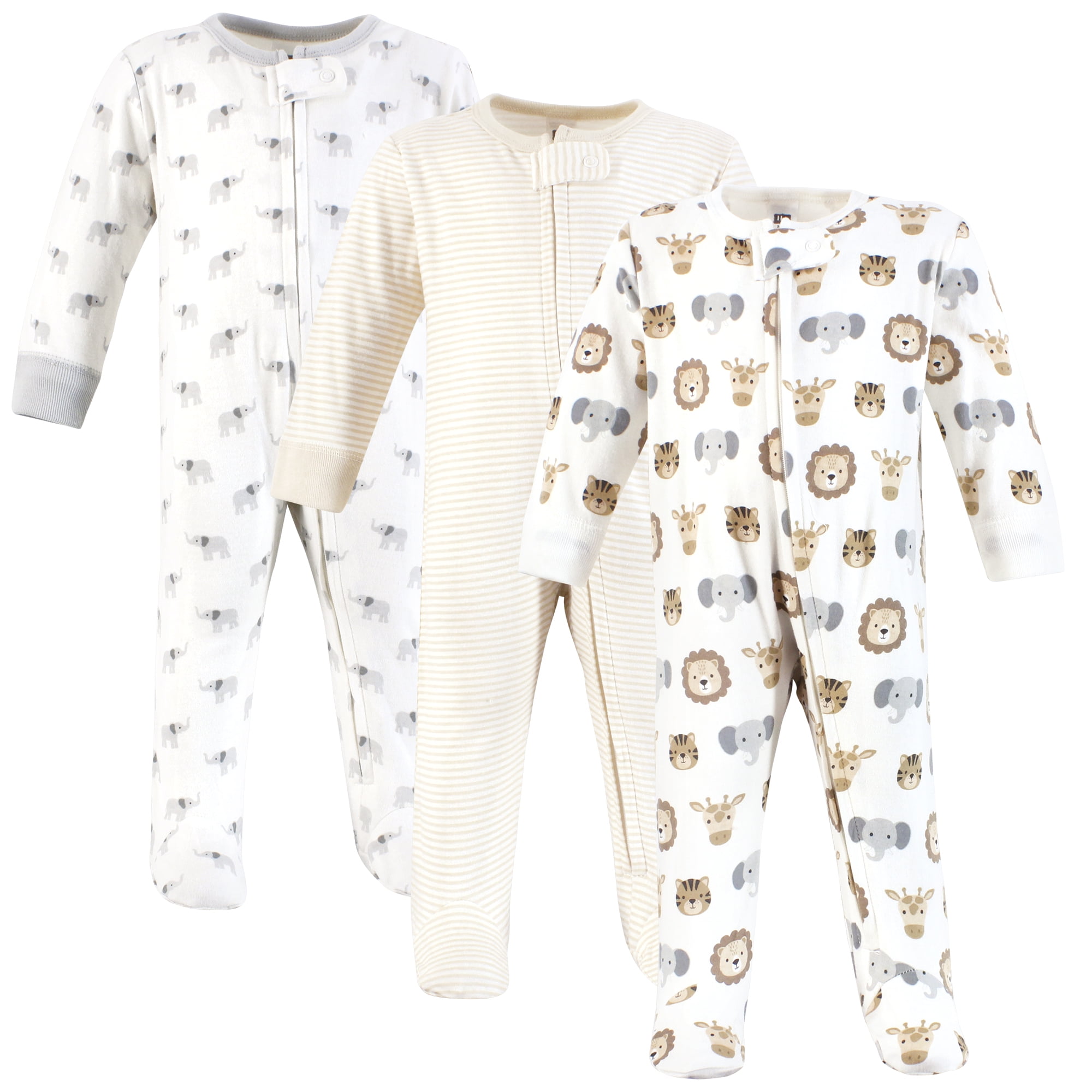 Hudson Baby Unisex Baby Cotton Sleep and Play, Happy Little One Safari, Newborn