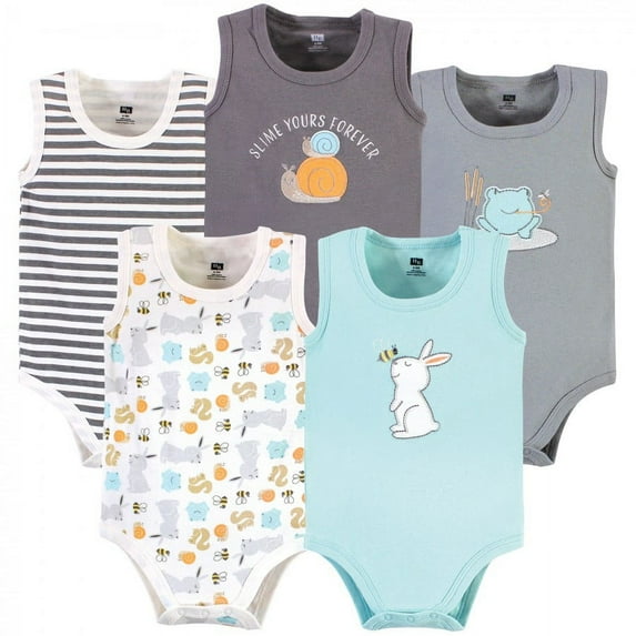 Hudson Baby Unisex Baby Cotton Sleeveless Bodysuits, Bunny And Bee, 3-6 Months