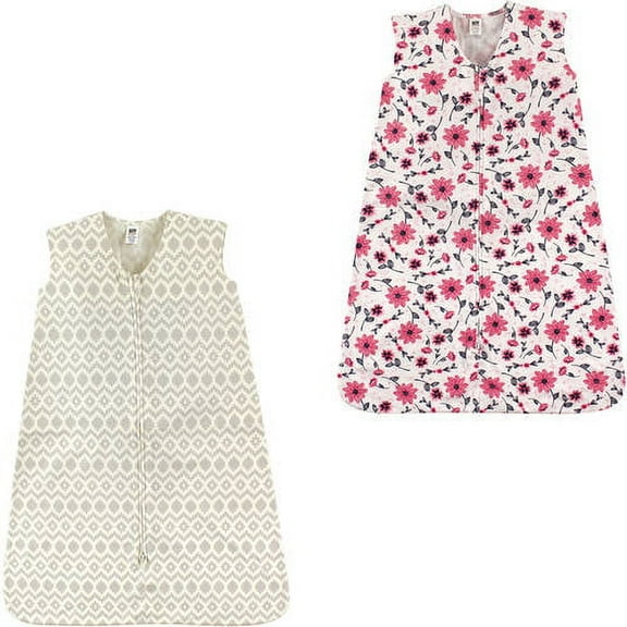 Hudson Baby Unisex Baby Cotton Sleeveless Wearable Sleeping Bag, Sack, Blanket, Botanical Aztec, 6-12 Months