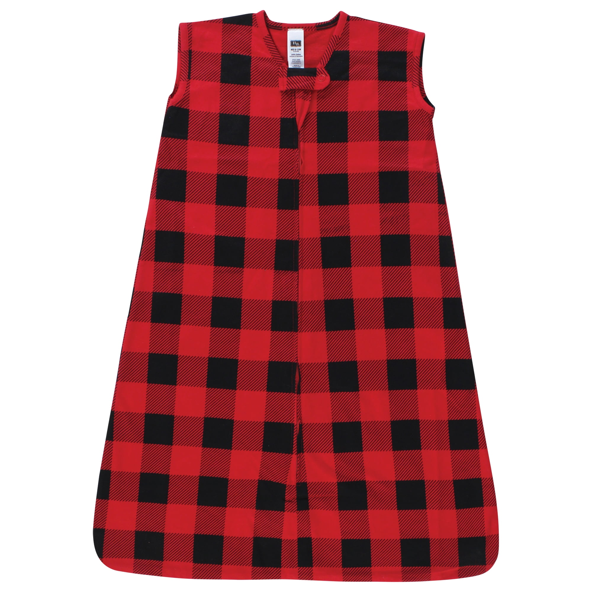 Hudson Baby Unisex Baby Cotton Sleeveless Wearable Sleeping Bag, Sack, Blanket, Buffalo Plaid, 6-12 Months