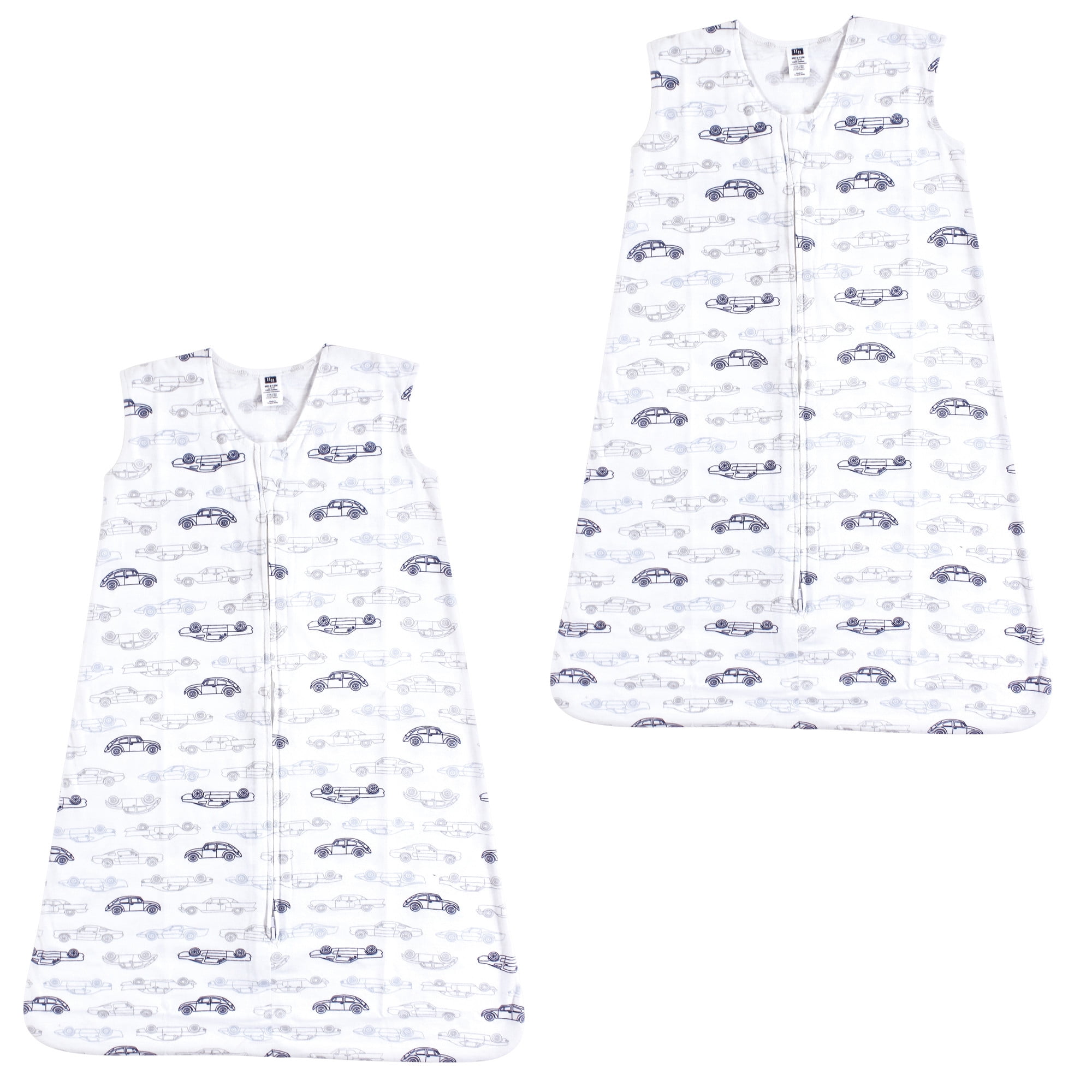 Hudson Baby Unisex Baby Cotton Sleeveless Wearable Sleeping Bag, Sack, Blanket, Classic Cars 2-Pack, 6-12 Months
