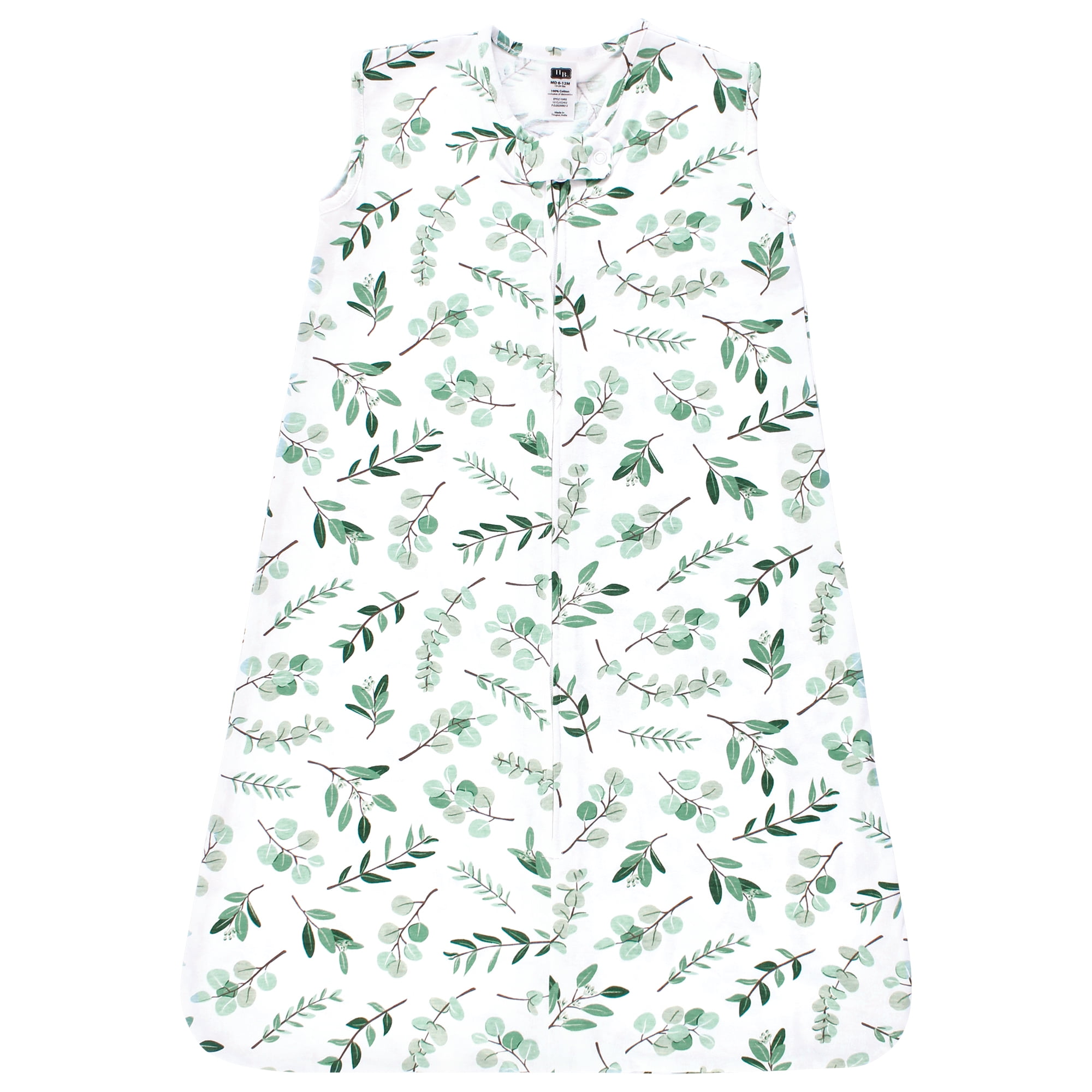Hudson Baby Unisex Baby Cotton Sleeveless Wearable Sleeping Bag, Sack, Blanket, Eucalyptus, 6-12 Months