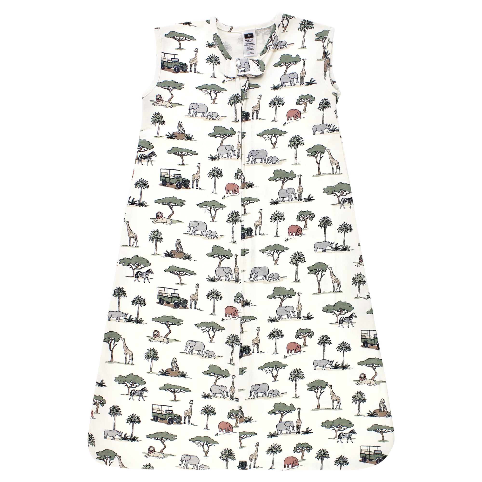 Hudson Baby Unisex Baby Cotton Sleeveless Wearable Sleeping Bag, Sack, Blanket, Going On Safari, 0-6 Months
