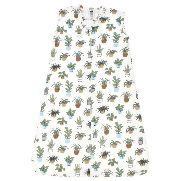 Hudson Baby Unisex Baby Cotton Sleeveless Wearable Sleeping Bag, Sack, Blanket, Plants, 0-6 Months