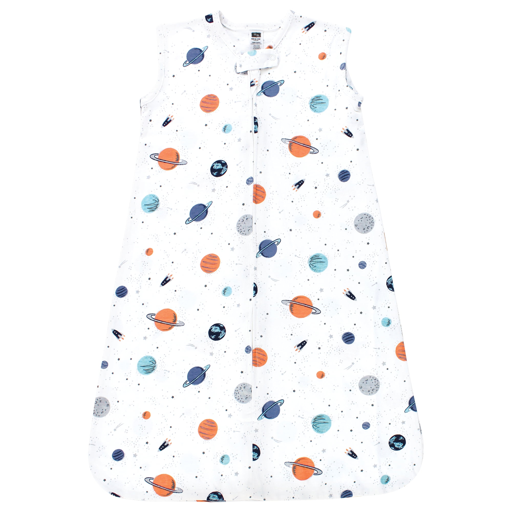 Hudson Baby Unisex Baby Cotton Sleeveless Wearable Sleeping Bag, Sack, Blanket, Space, 6-12 Months