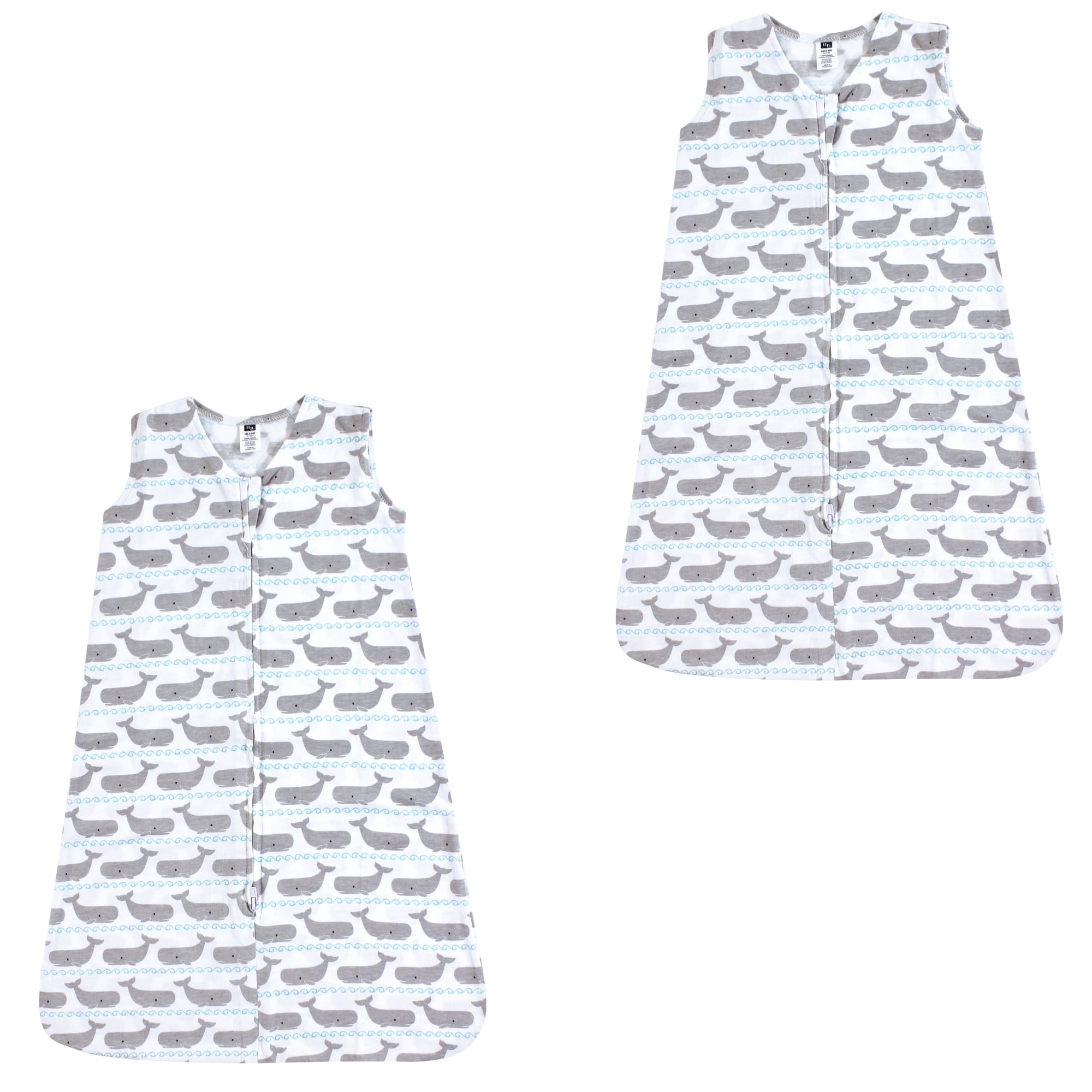 Hudson Baby Unisex Baby Cotton Sleeveless Wearable Sleeping Bag, Sack, Blanket, Whales 2-Pack, 0-6 Months