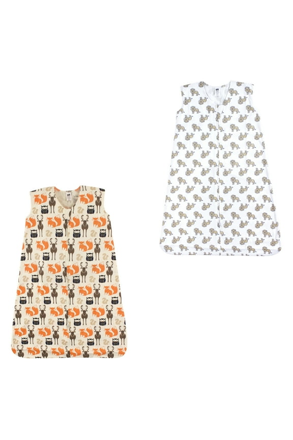Unisex Baby Cotton Sleeveless Wearable Sleeping Bag, Sack, Blanket, Woodland Creatures Lion 2-Pack, 18-24 Months