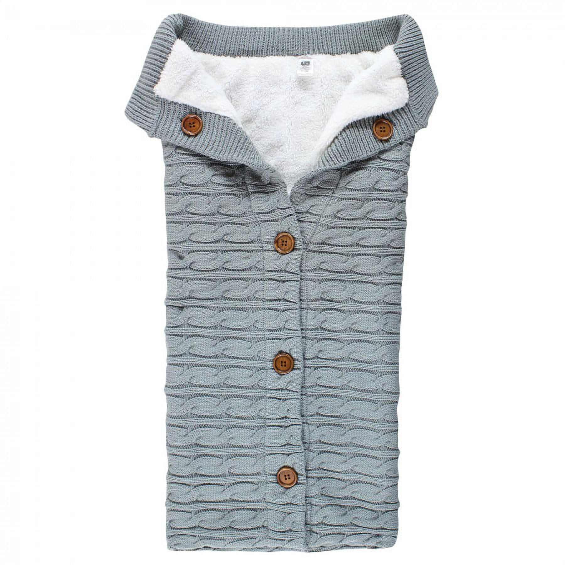 Hudson Baby Unisex Baby Faux Shearling Knitted Baby Lounge Stroller Wrap Sack, Gray, One Size