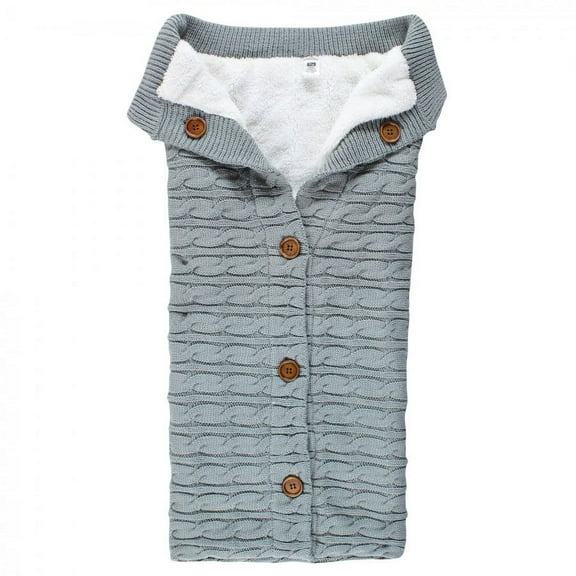 Hudson Baby Unisex Baby Faux Shearling Knitted Baby Lounge Stroller Wrap Sack, Gray, One Size