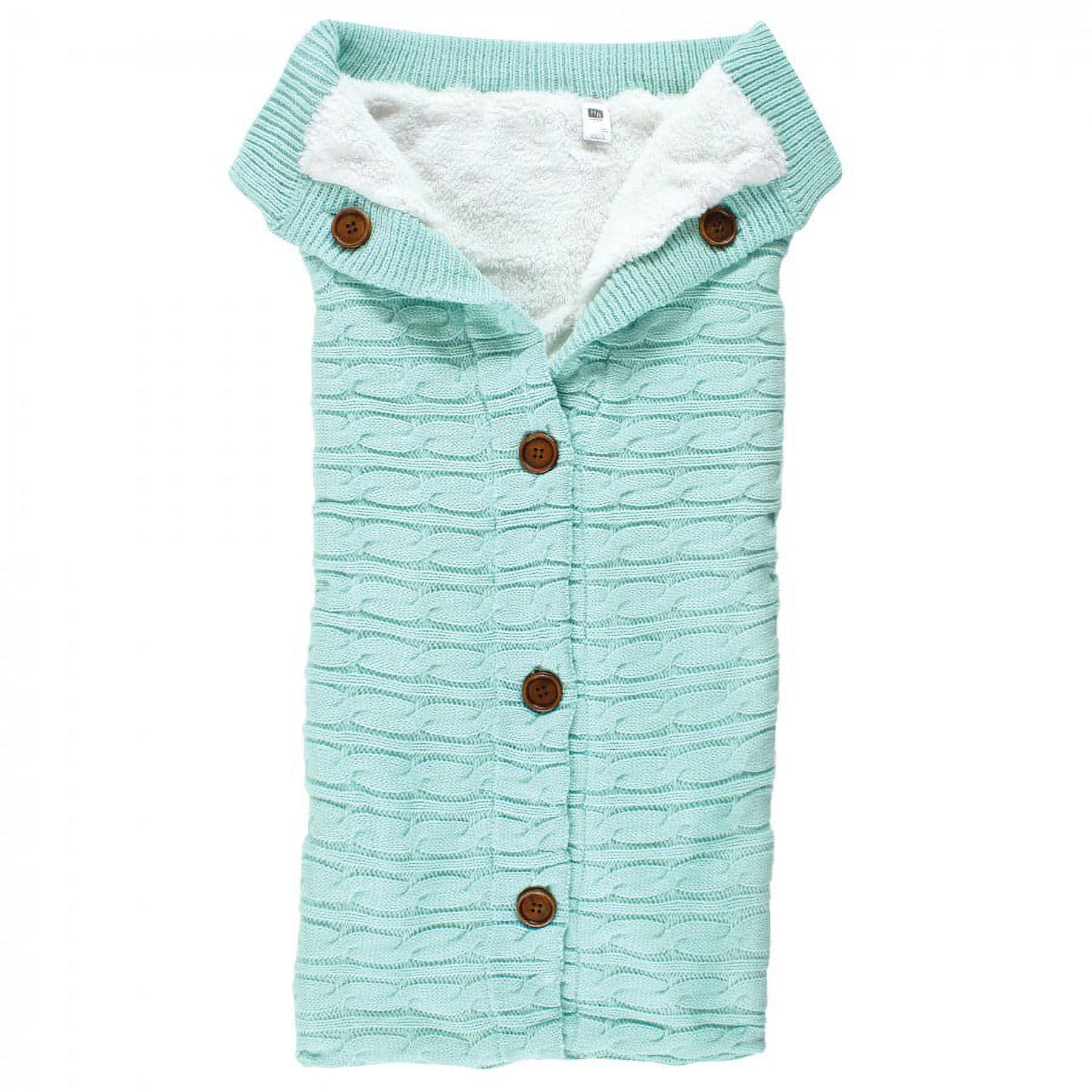 Hudson Baby Unisex Baby Faux Shearling Knitted Baby Lounge Stroller Wrap Sack, Mint, One Size
