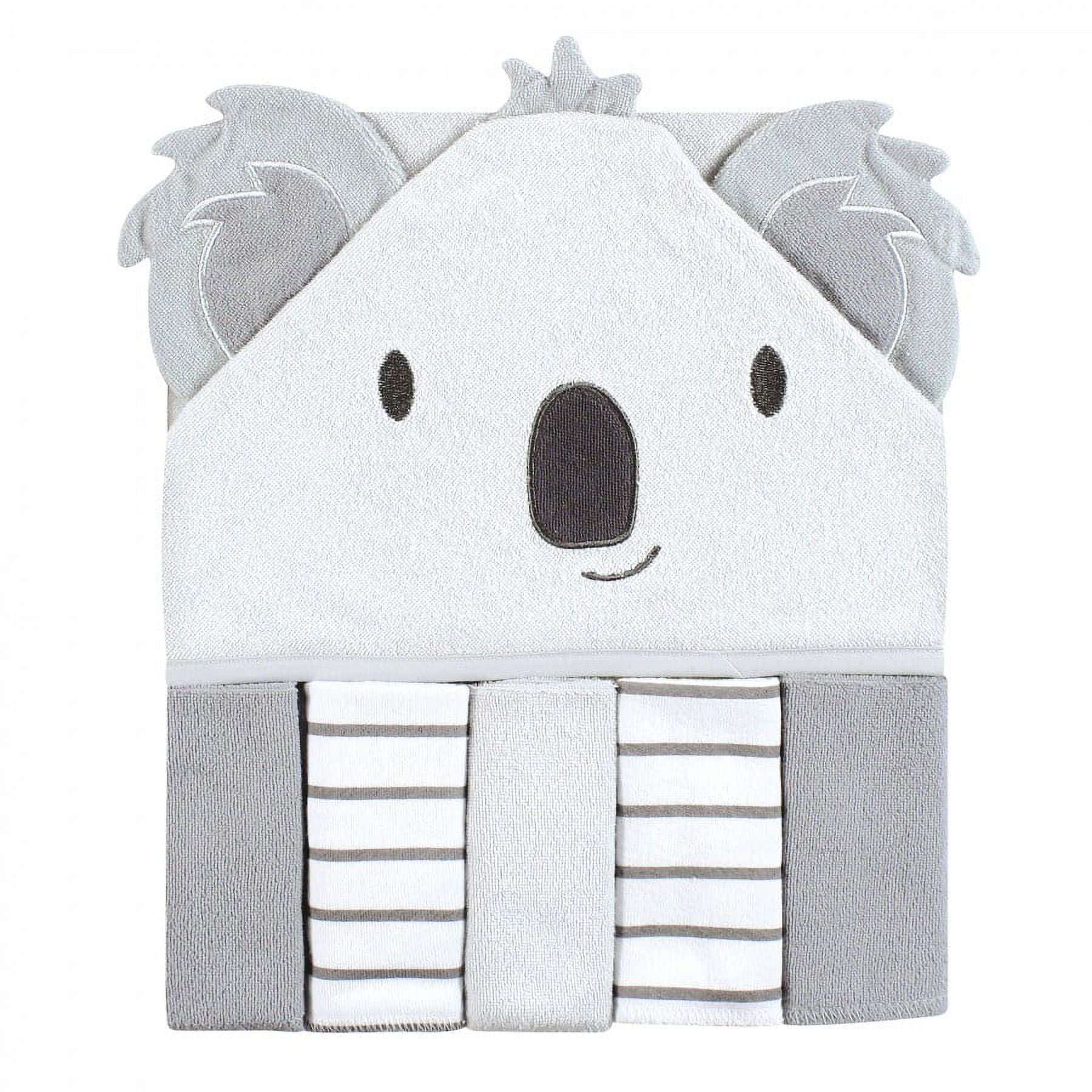 Hudson Baby Unisex Baby Hooded Towel and Five Washcloths, Koalas, One Size
