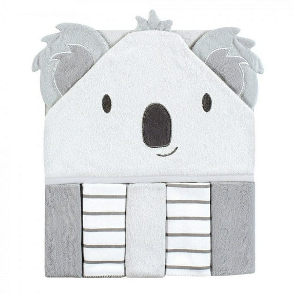 Hudson Baby Unisex Baby Hooded Towel and Five Washcloths, Koalas, One Size