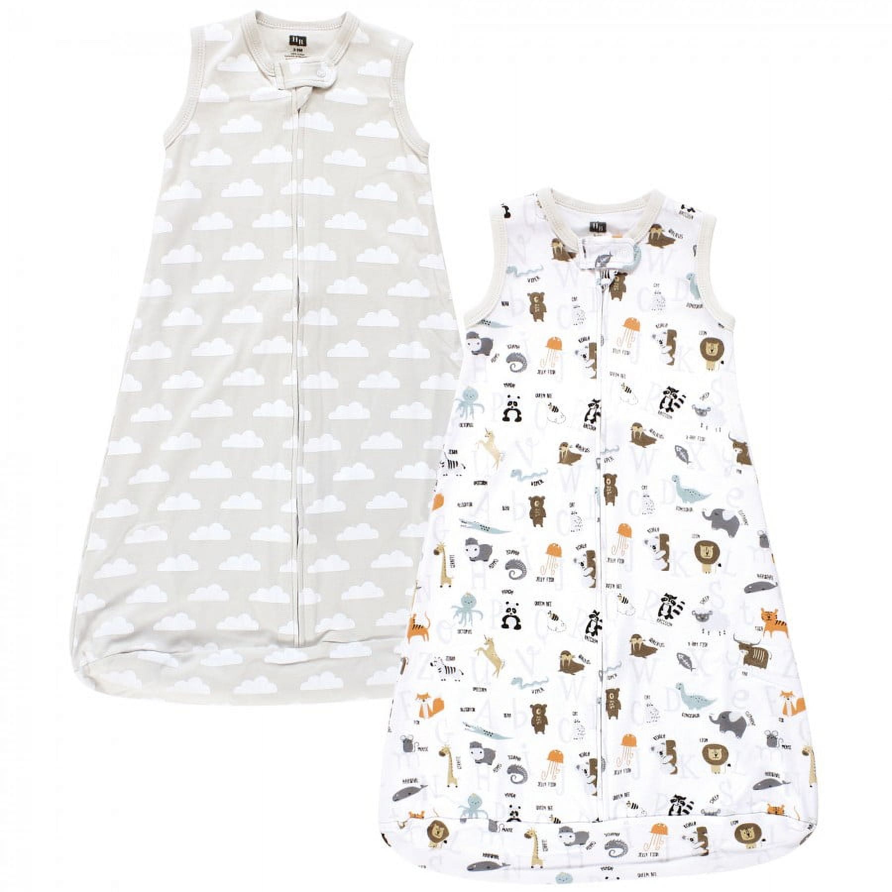 Hudson Baby Unisex Baby Interlock Cotton Sleeveless Sleeping Bag, Alphabet Animals, 3-9 Months