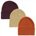 thumbnail image 1 of Hudson Baby Unisex Baby Knit Cuffed Beanie 3pk, Rust, Infant Toddler, 1 of 5