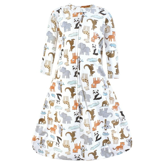 Hudson Baby Unisex Baby Long Sleeve Cotton Jersey Sleeping Bag, Zoo Animals, 0-6 Months