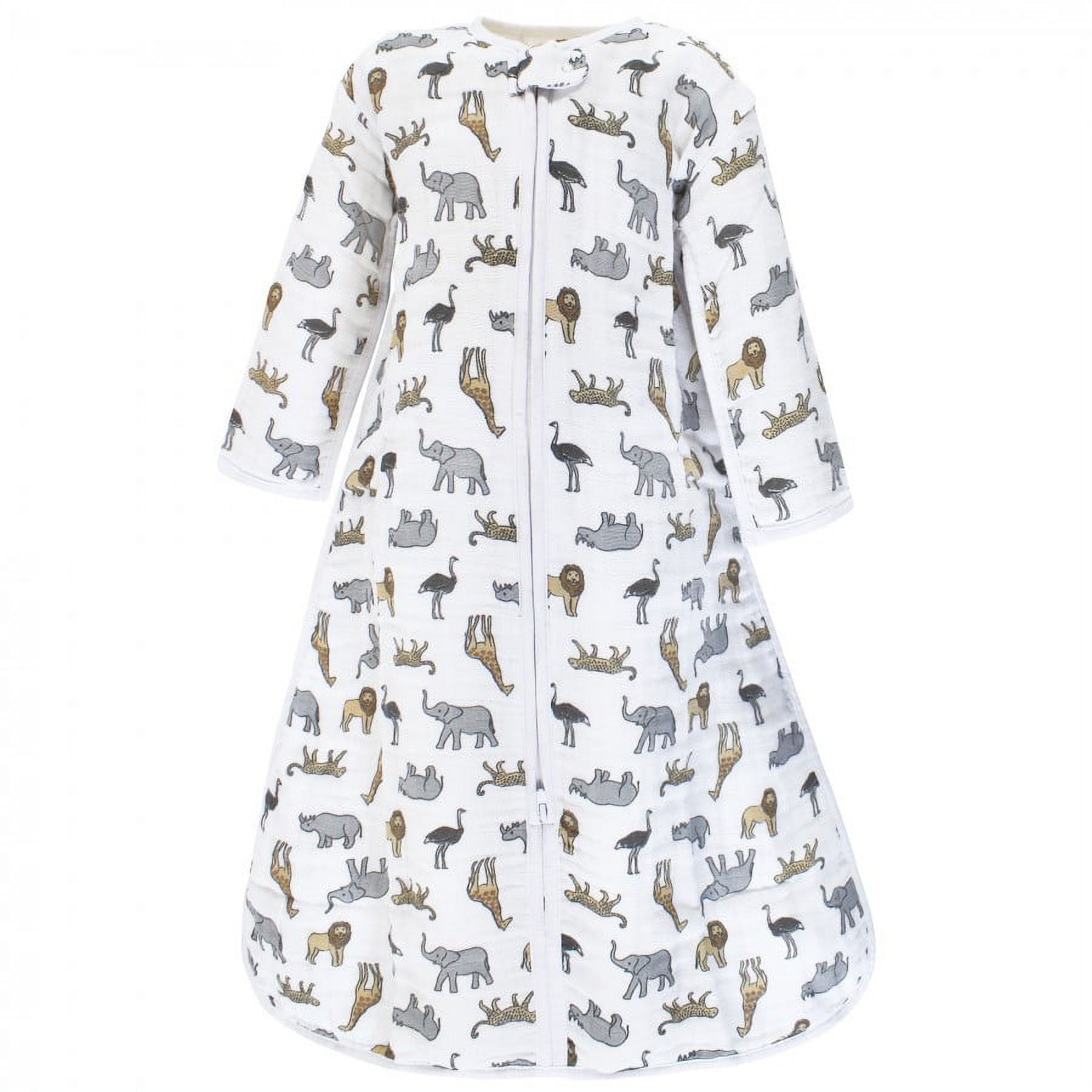 Hudson Baby Unisex Baby Long Sleeve Muslin Sleeping Bag, Wearable Blanket, Sleep Sack, Modern Safari, 18-24 Months