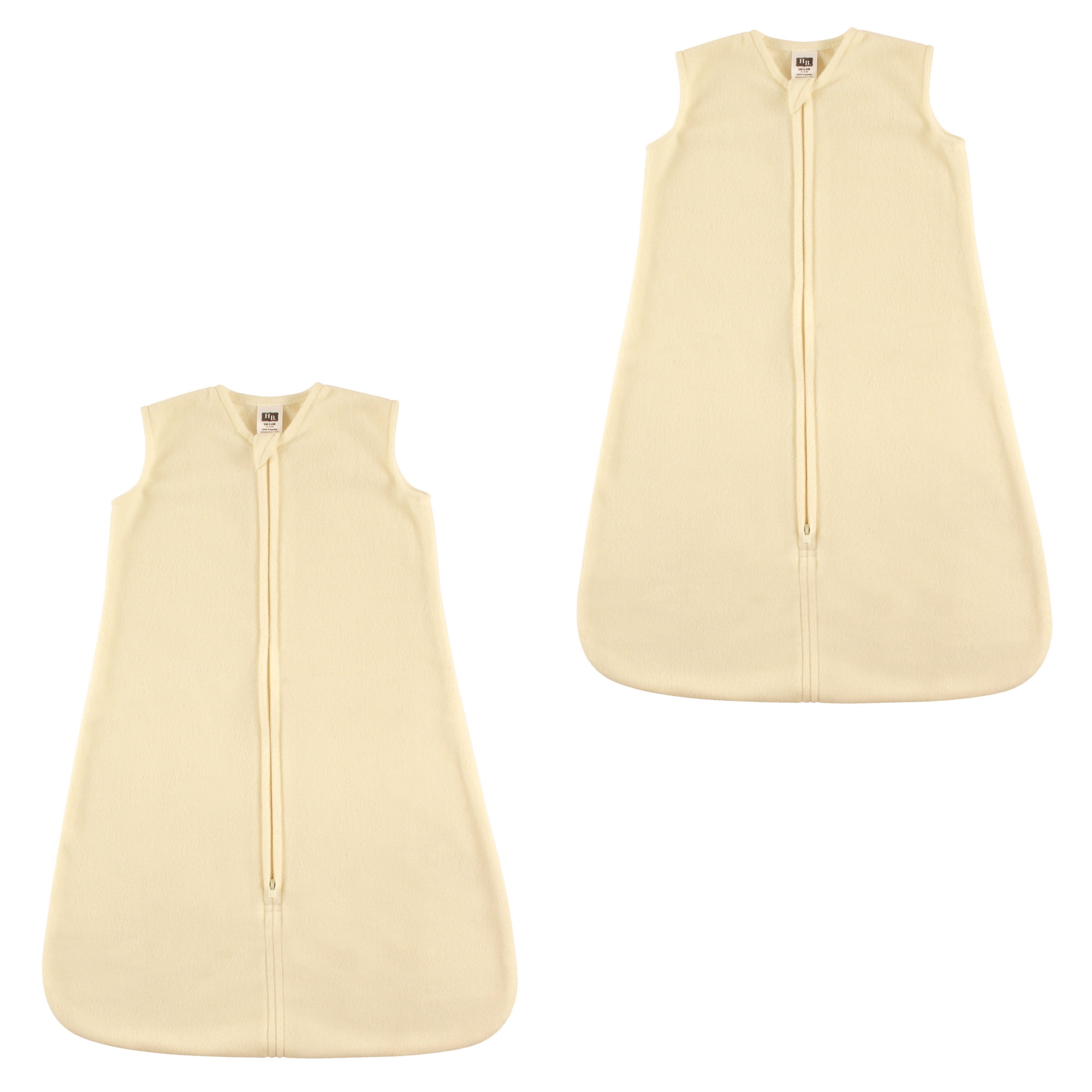 Hudson Baby Unisex Baby Long-Sleeve Plush Sleeping Bag, Sack, Blanket, Cream Microfleece 2-Pack, 0-6 Months