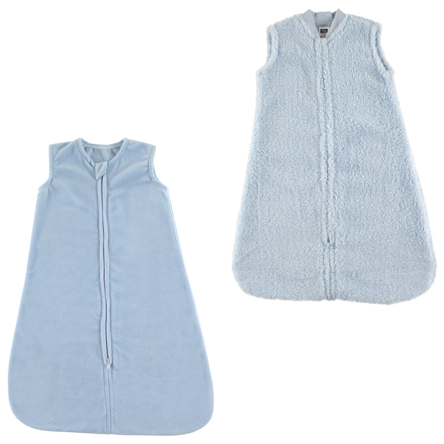 Hudson Baby Unisex Baby Long-Sleeve Plush Sleeping Bag, Sack, Blanket, Solid Blue, 6-12 Months