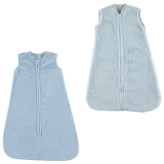 Hudson Baby Unisex Baby Long-Sleeve Plush Sleeping Bag, Sack, Blanket, Solid Gray Cream, 18-24 Months