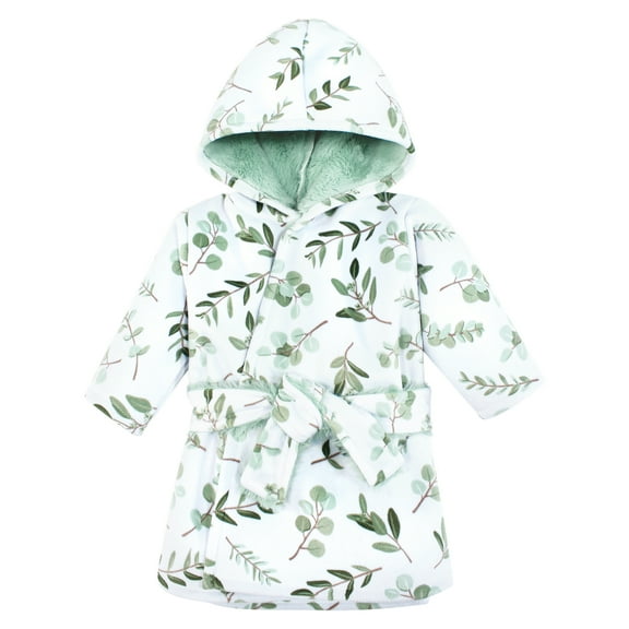 Hudson Baby Unisex Baby Mink with Faux Fur Lining Pool and Beach Robe Cover-ups, Eucalyptus, 0-6 Months