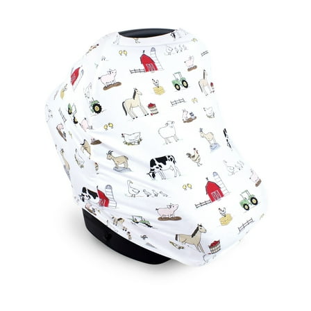 Hudson Baby Unisex Baby Multi-use Car Seat Canopy, Farm, One Size