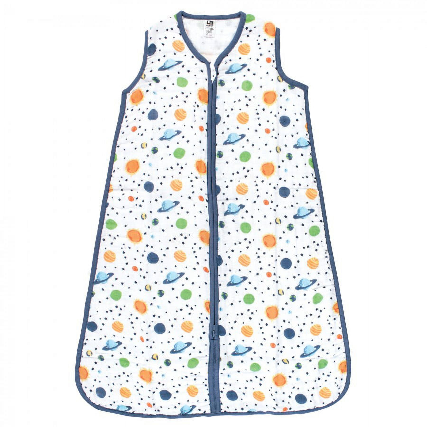Hudson Baby Unisex Baby Muslin Cotton Sleeveless Wearable Sleeping Bag, Sack, Blanket, Space, 6-12 Months