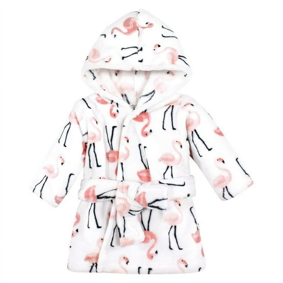 Hudson Baby Unisex Baby Plush Animal Face Bathrobe, Flamingo, 0-9 Months