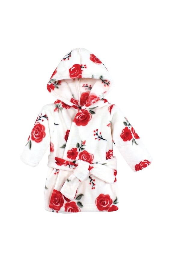 Unisex Baby Plush Animal Face Bathrobe, Red Rose, 0-9 Months