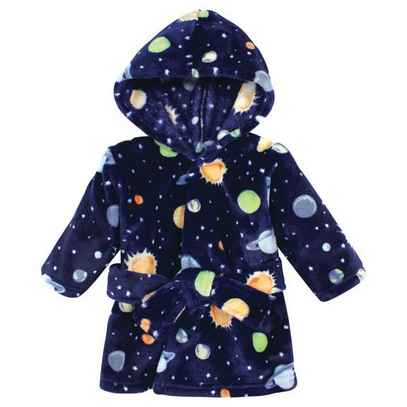 Hudson Baby Unisex Baby Plush Animal Face Bathrobe, Solar System, 0-9 Months
