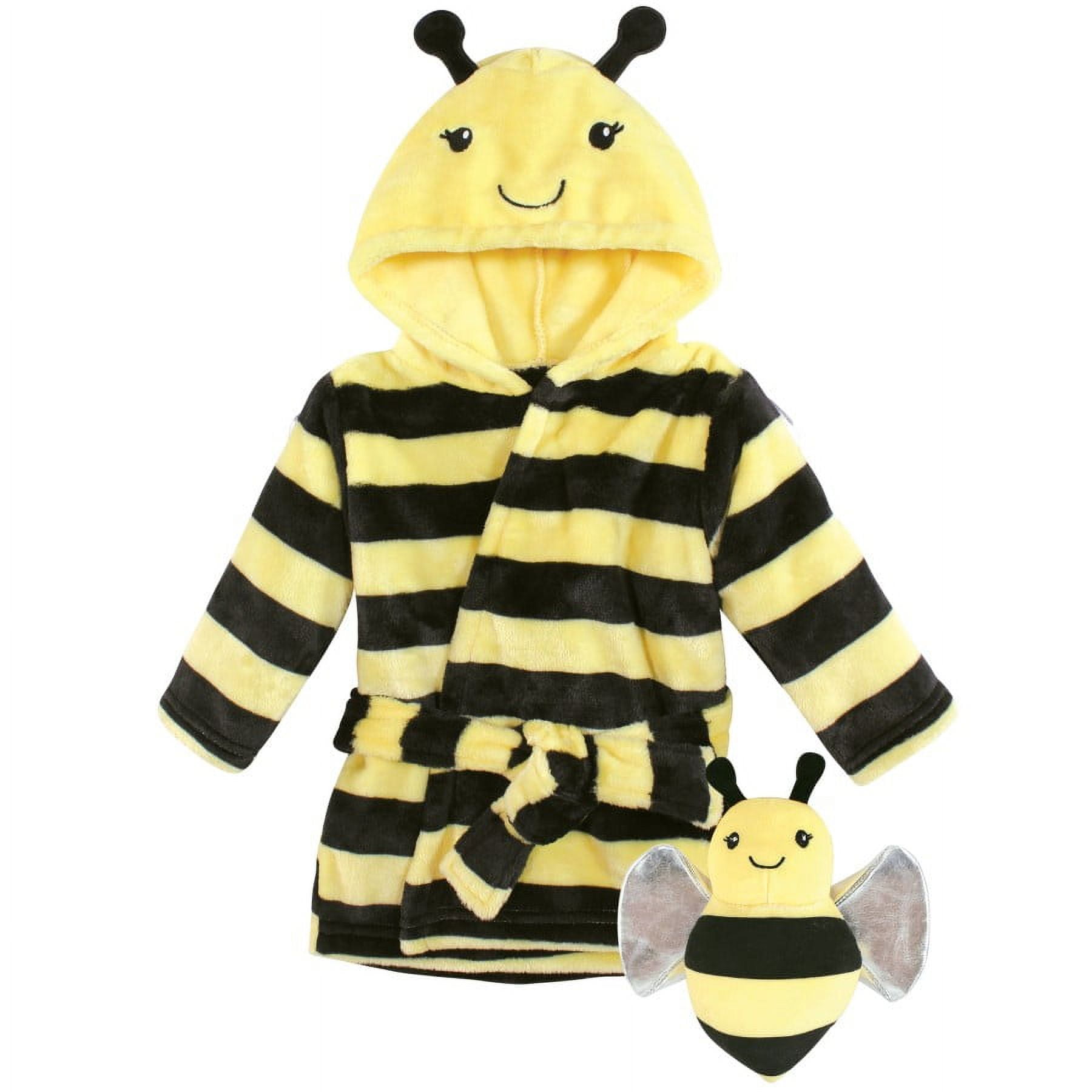 Hudson Baby Unisex Baby Plush Bathrobe and Toy Set, Bee, One Size