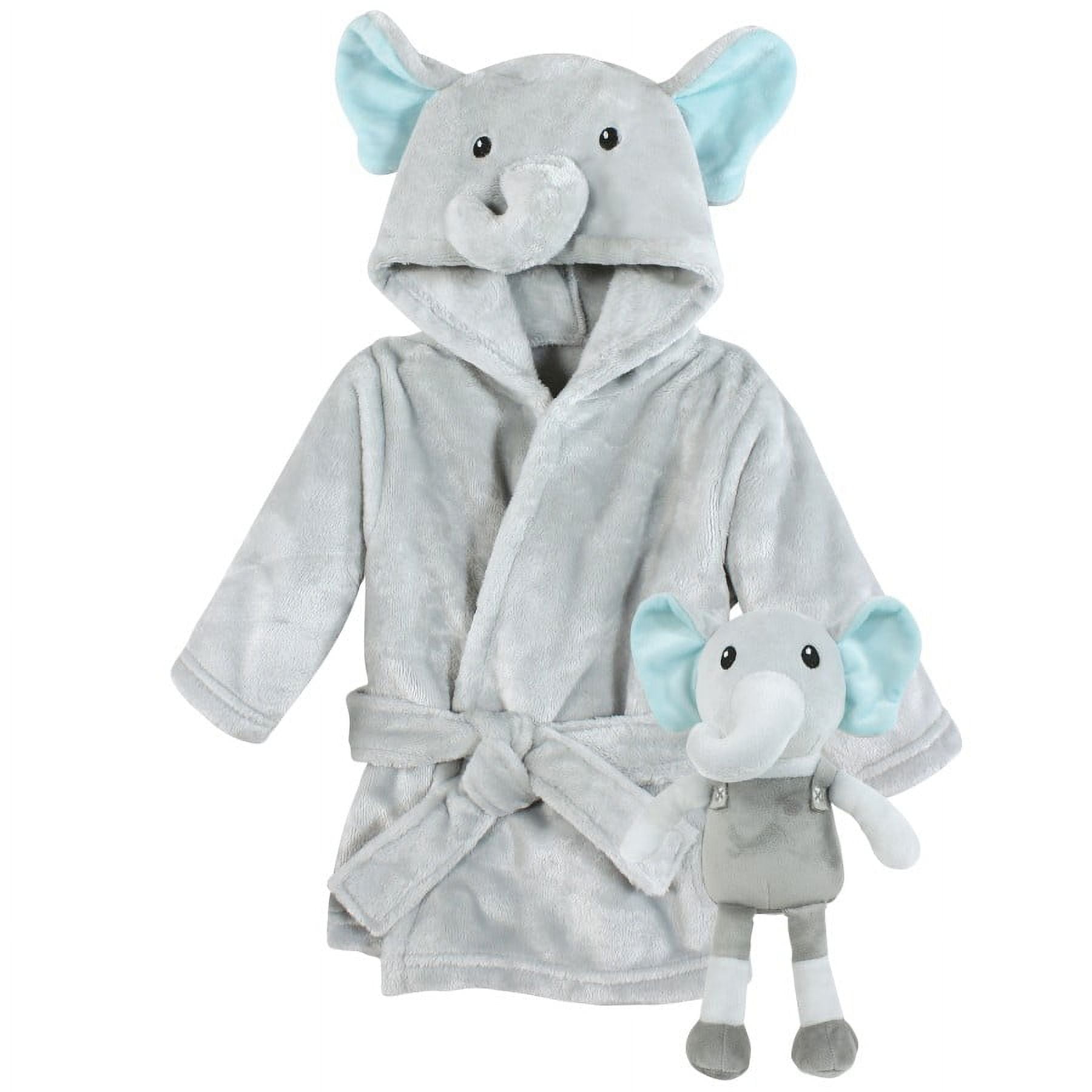 Hudson Baby Unisex Baby Plush Bathrobe and Toy Set, Dreamy Elephant ...