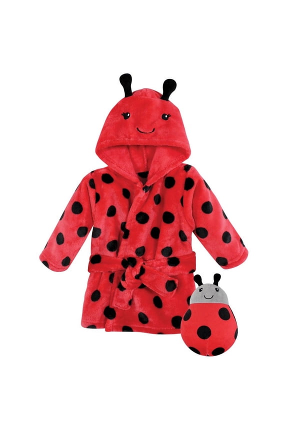 Unisex Baby Plush Bathrobe and Toy Set, Ladybug, One Size