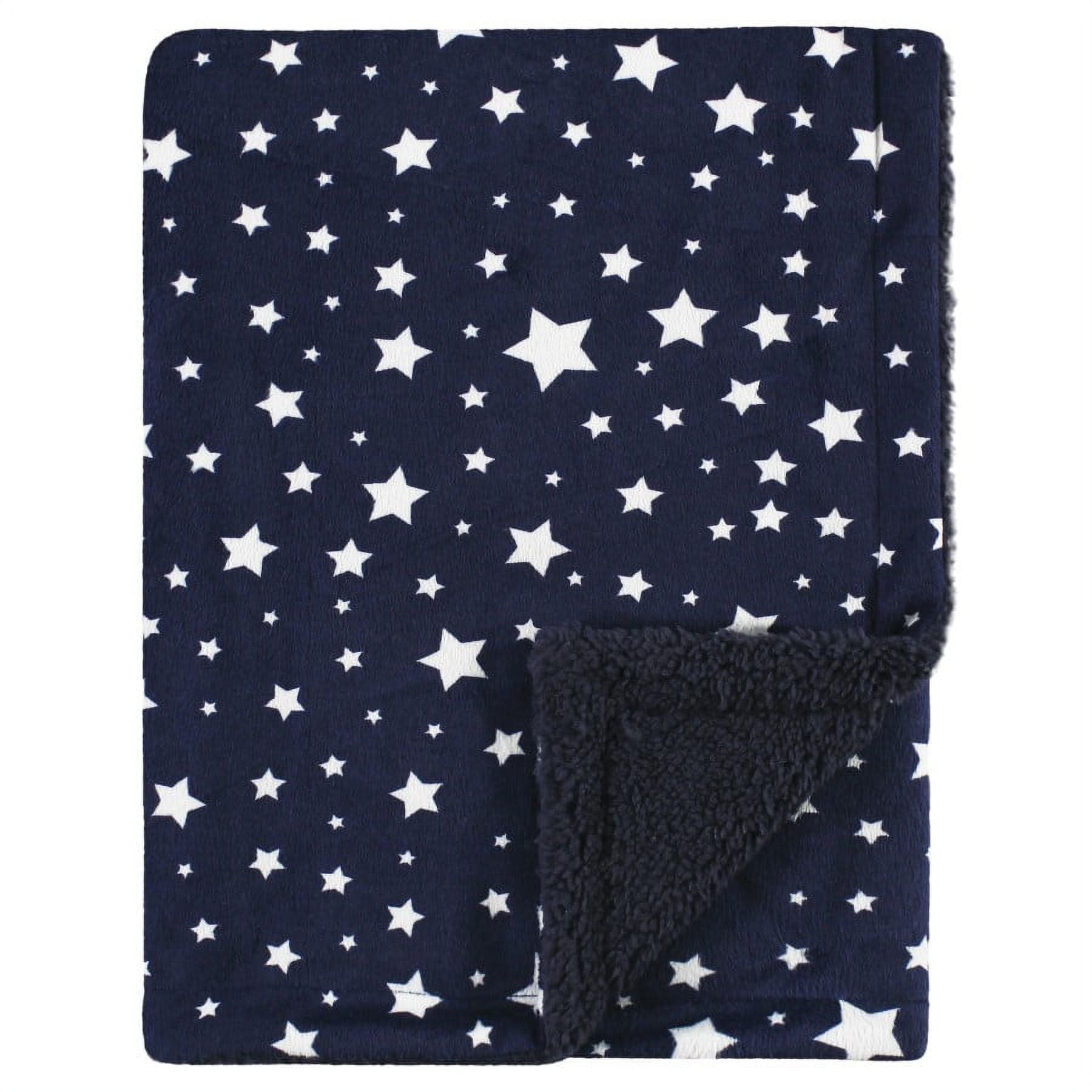 Navy Star Sherpa Plush Baby Throw Blanket, 40" x 30"