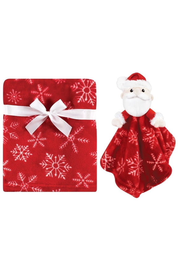Unisex Baby Plush Blanket with Security Blanket, Santa Snowflake, One Size