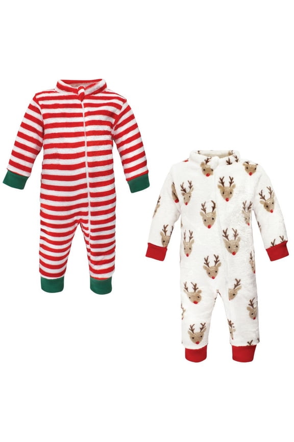 Unisex Baby Plush Jumpsuits, Rudolph, 0-3 Months